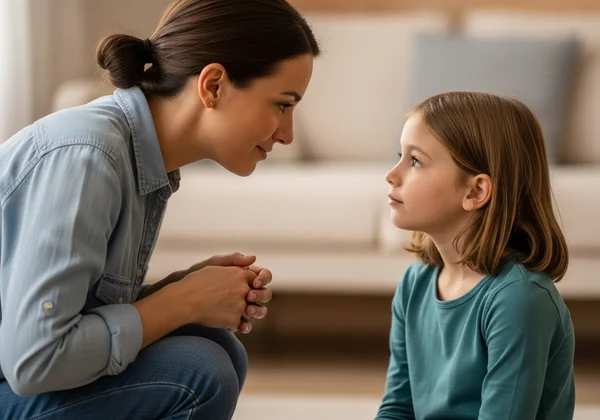 Parent and child interacting, understanding each other.
