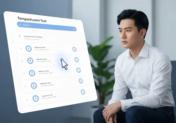 A user interacts with an online temperament test interface.