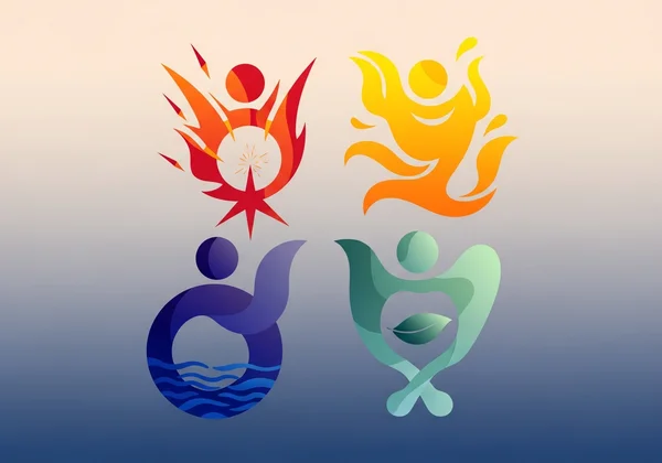 Four temperaments, each with distinct emotional expressions.