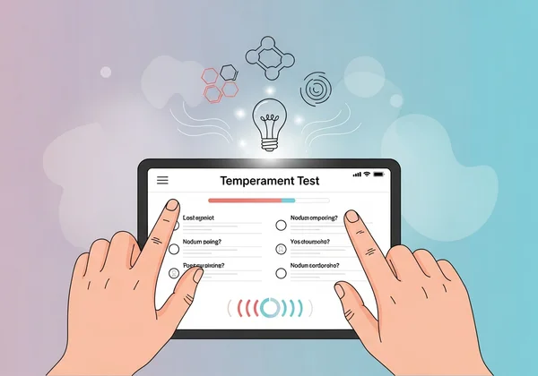 User taking an online temperament test for self-awareness.