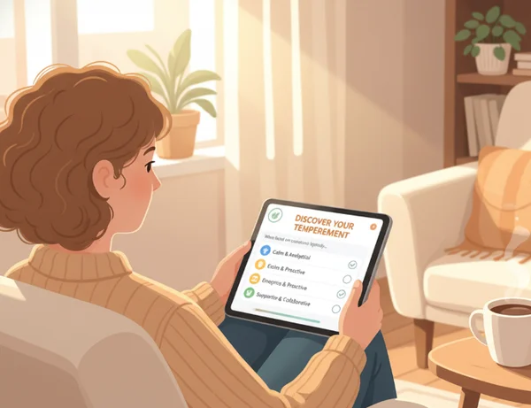 User exploring an online personality test interface