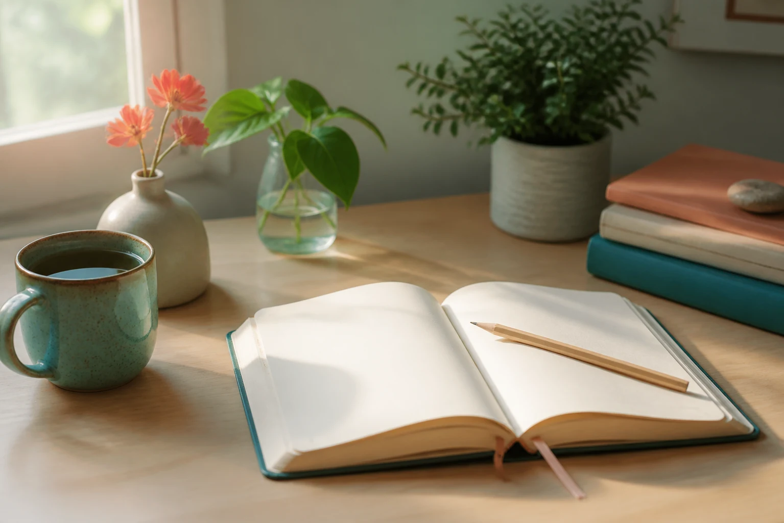 Personal growth reflection desk