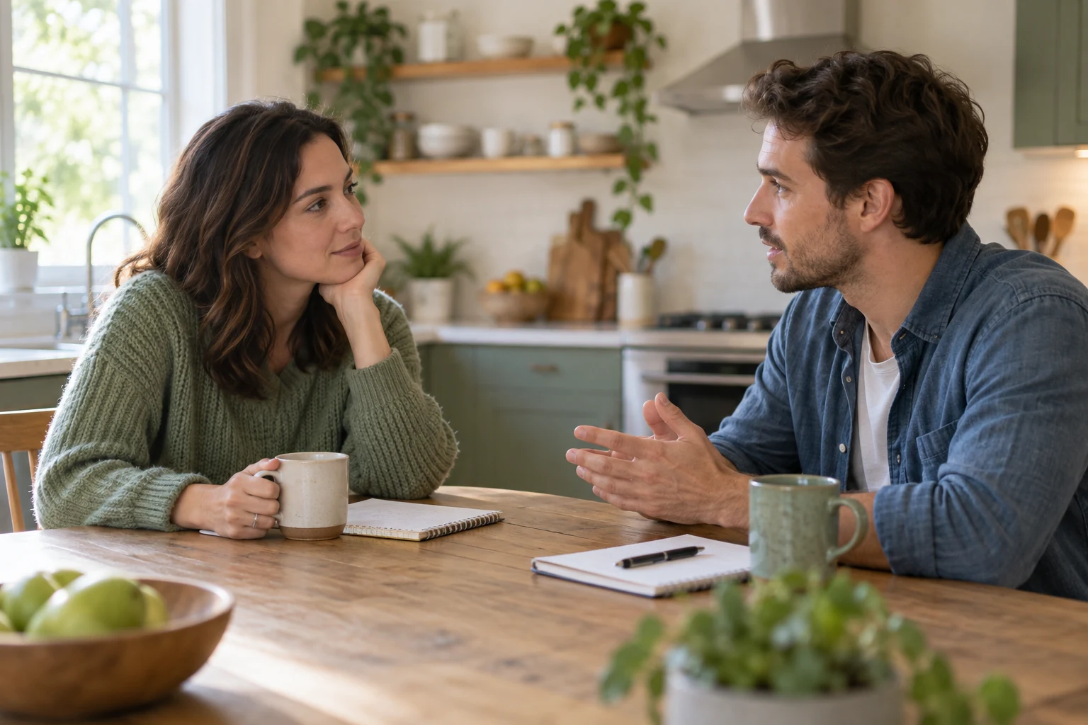 Calm relationship conversation